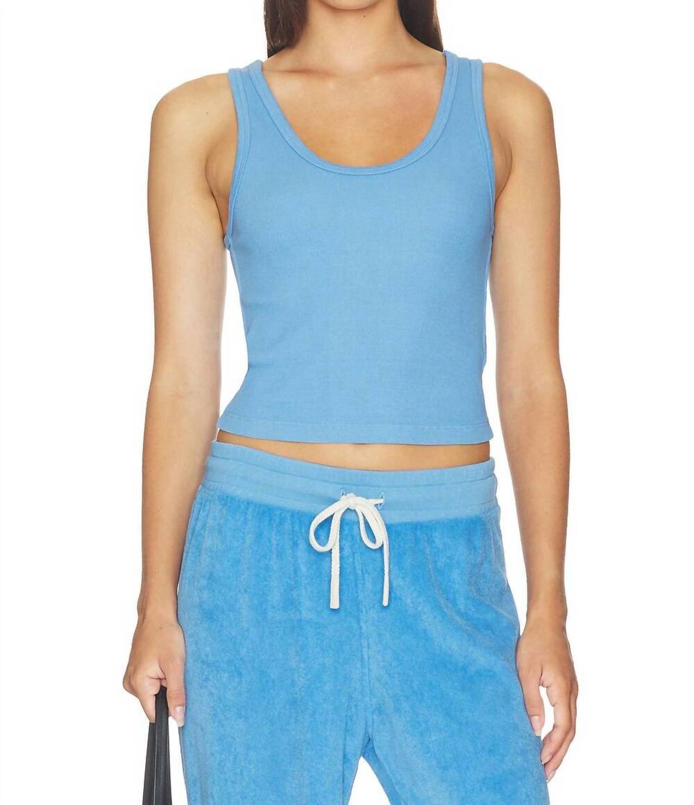 NEW PERFECTWHITETEE blondie structure rib bra friendly tank top in pacific blue